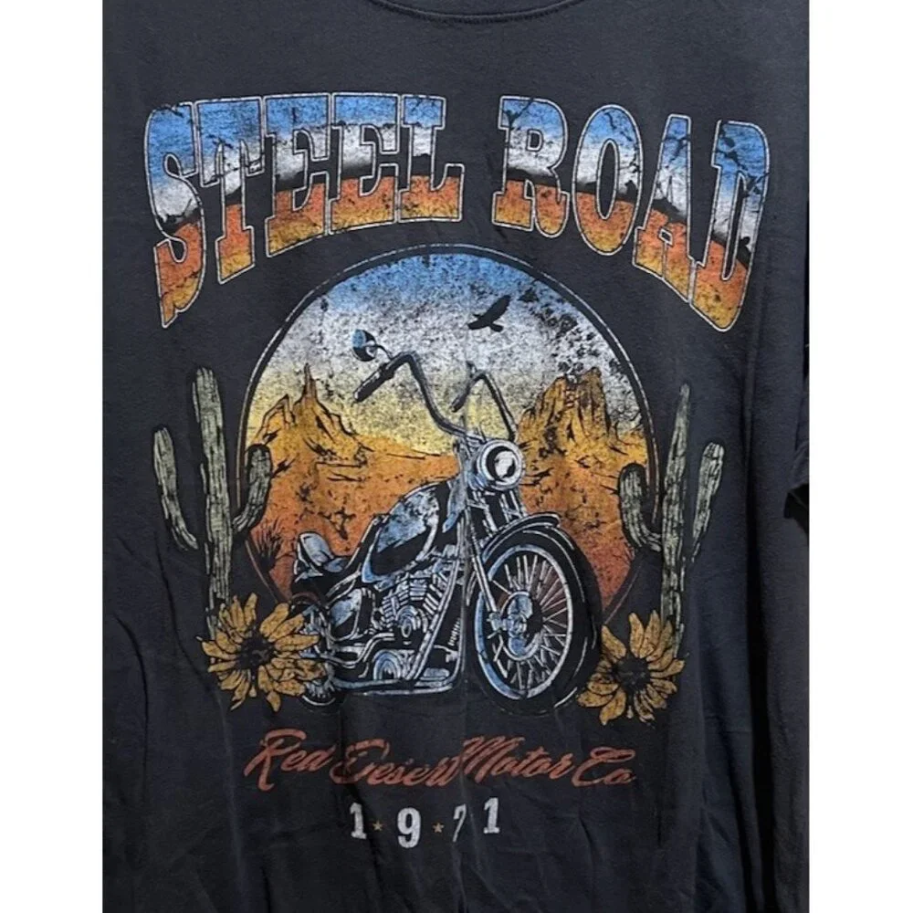 Hollister T Shirt “ Steel Road” Black Motorcycle Graphic ~ Medium - Picture 2 of 4